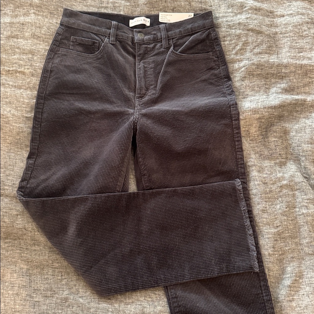 LOFT NWT The Straight Crop Corduroy Pants Frayed Hem - Size 27